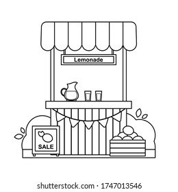 Outline lemonade stand black white vector stock vector royalty free
