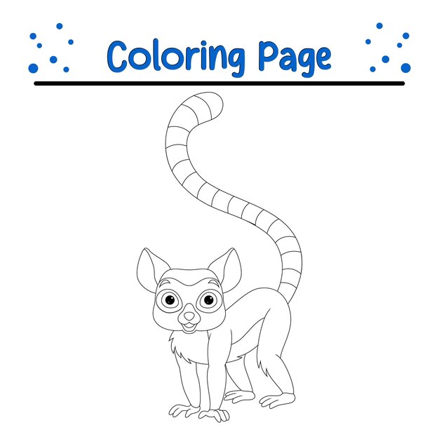 Premium vector cute and happy lemur coloring page for kids