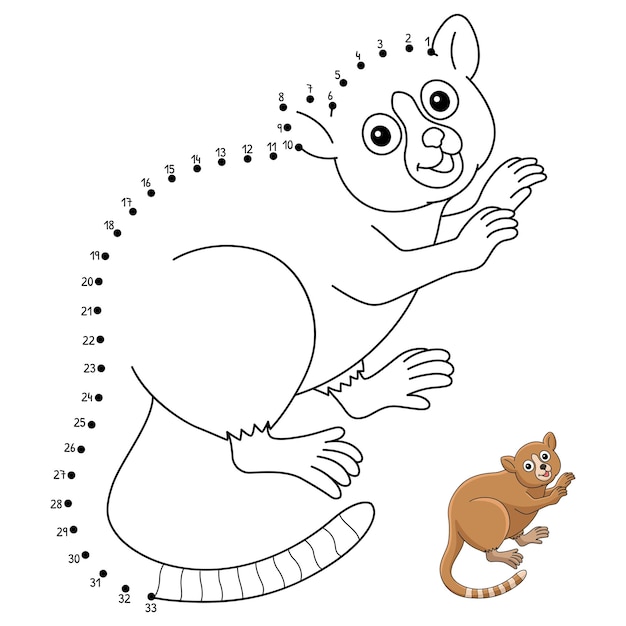 Premium vector dot to dot mouse lemur isolated coloring page