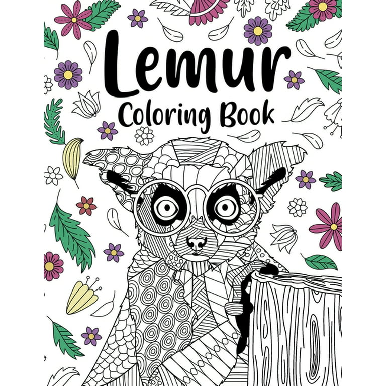 Lemur coloring book coloring books for adults gifts for lemur lovers floral mandala coloring pages madagascar lemur activity coloring paperback