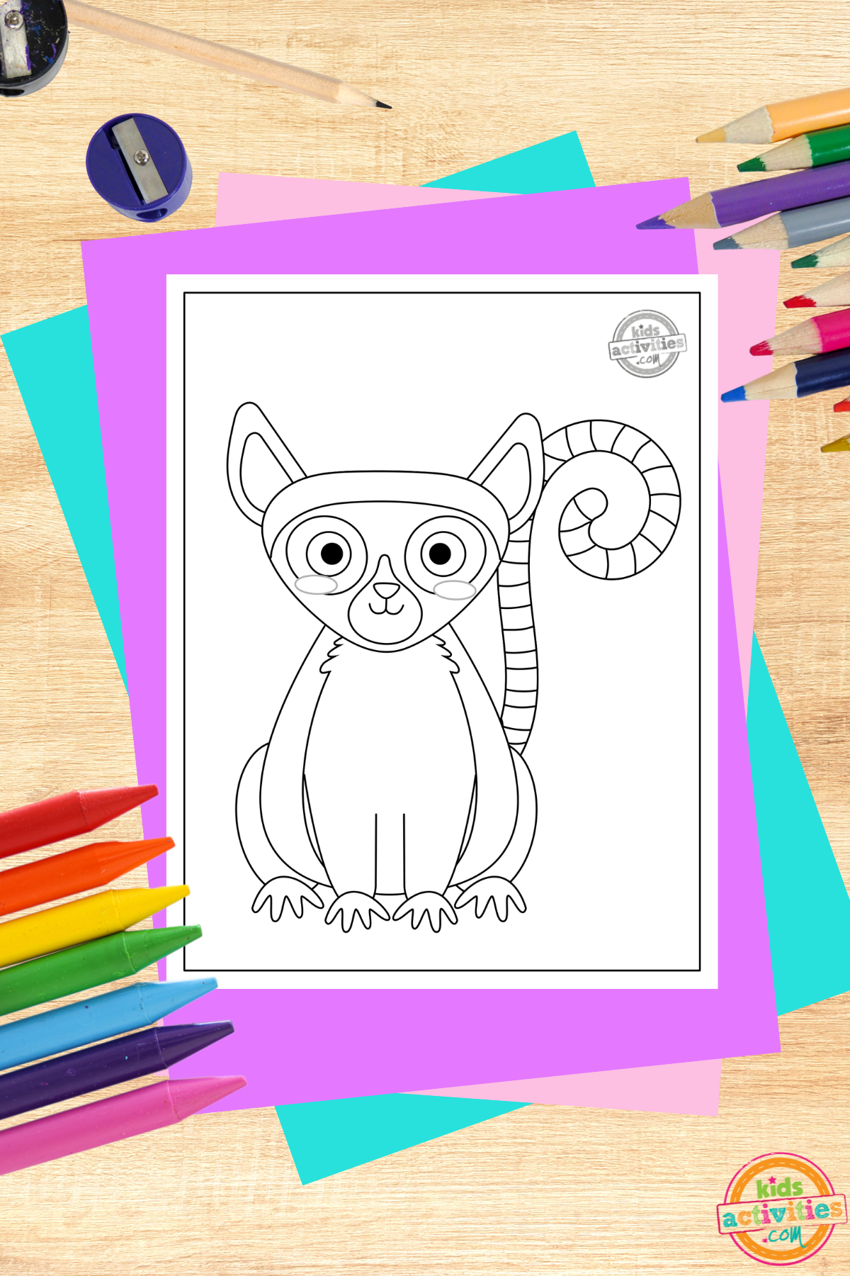 Cute printable lemur coloring page kids activities blog
