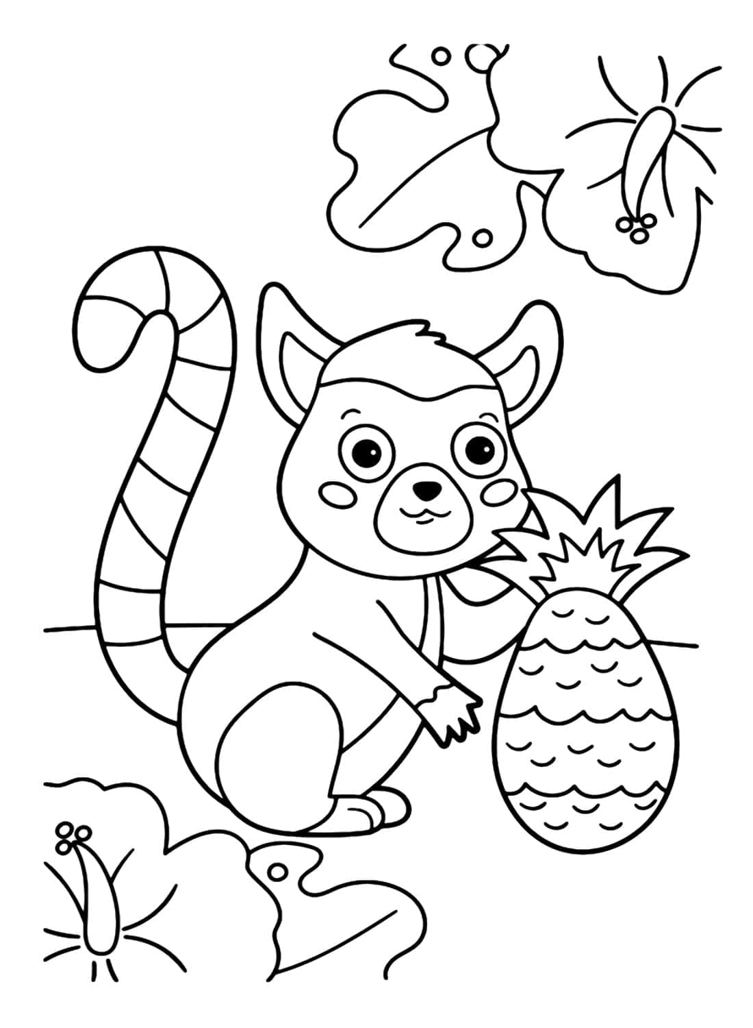 Very cute lemur coloring page