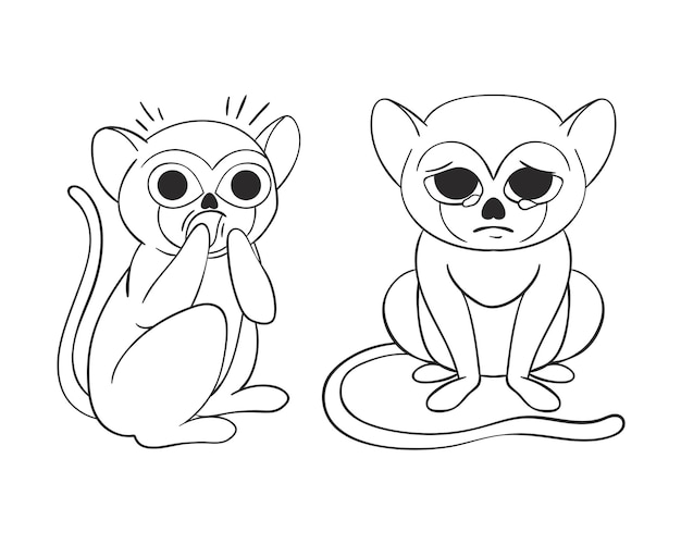 Premium vector cute lemur vector illustration for coloring book or page