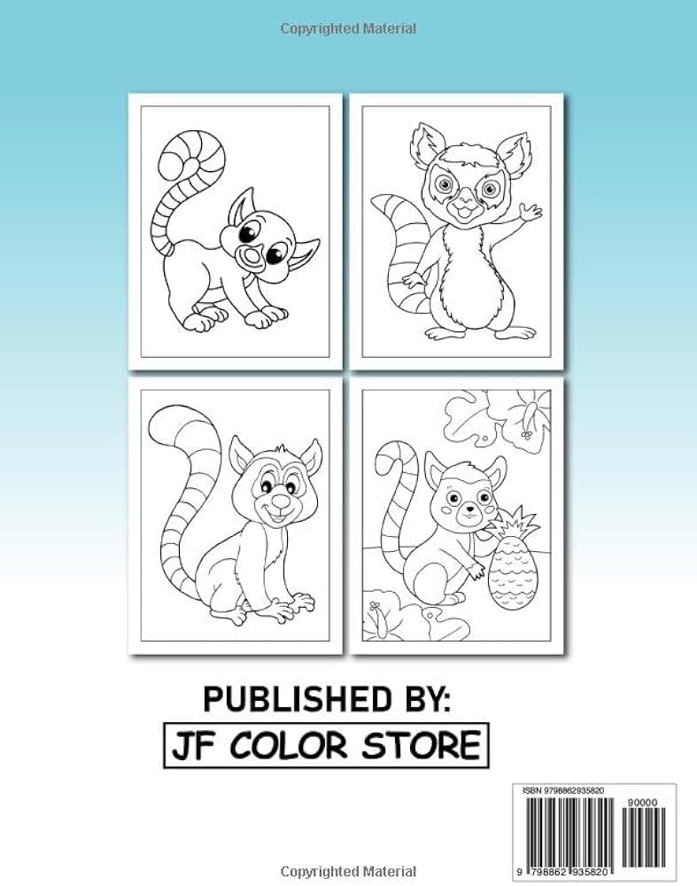 Lemur coloring book for kids ages