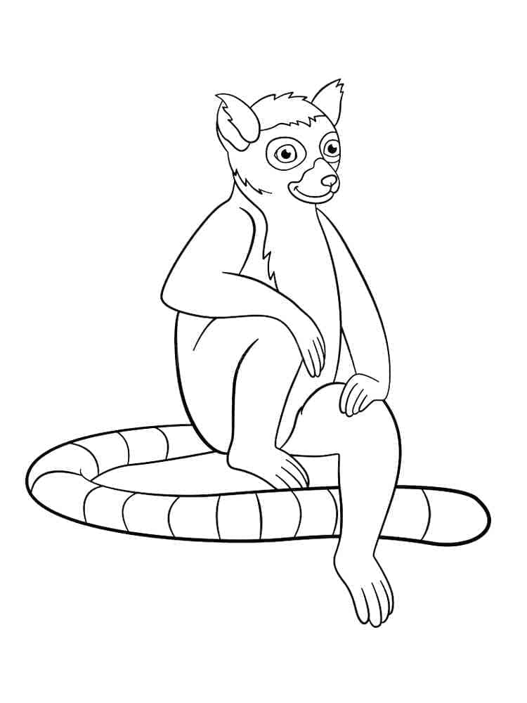 A cartoon lemur coloring page