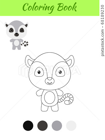 Coloring page happy little baby lemur