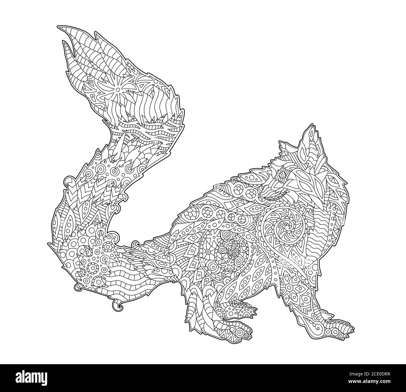 Beautiful detailed coloring book drawing with stylized lemur on white background stock vector image art