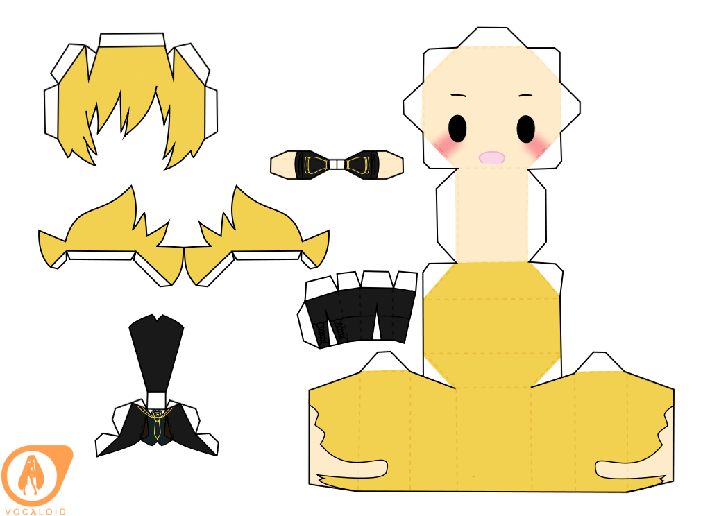 Len kagamine remote control chibi doll free printable papercraft templates