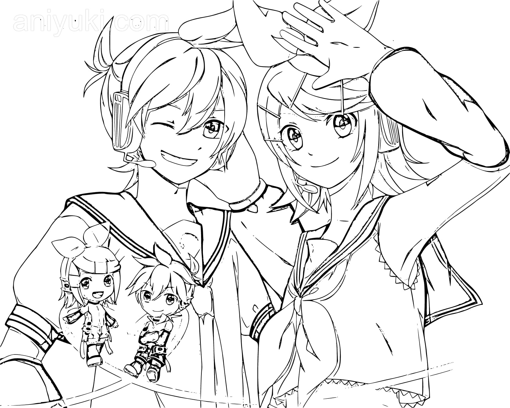 Kagamine rin and len coloring pages