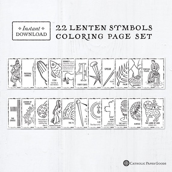 Catholic coloring pages lenten symbols bundle of lent activity for kids printable coloring pages digital pdf