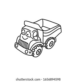 Funny toy dump truck black outline stock vector royalty free