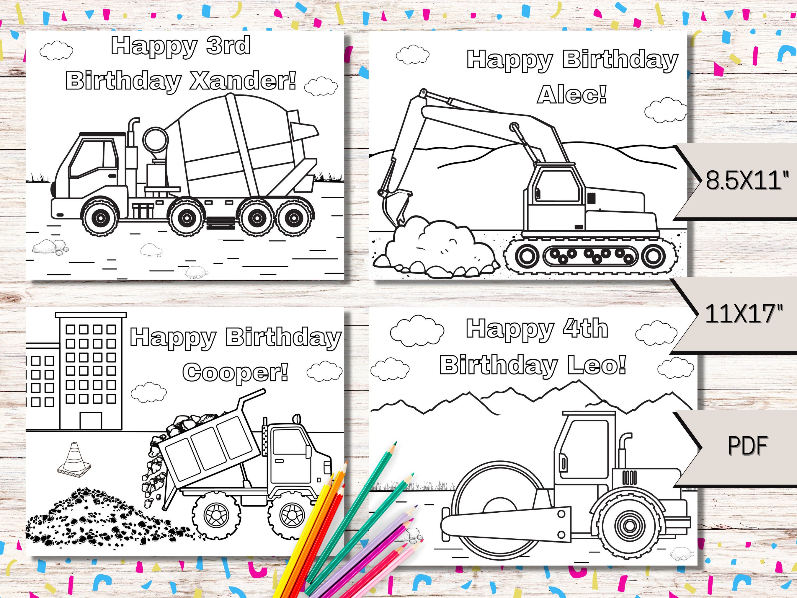 Construction coloring pages construction truck birthday party printable kids coloring pages construction printable pdf placemat