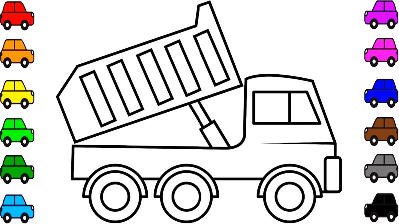 Learn colors for kids with big dump truck coloring pages car and truck colouring book