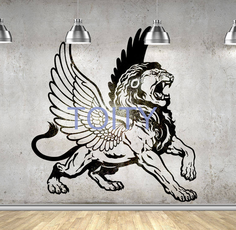Calanãa de pared de leãn alado pegatina de vinilo de mitologãa griega decoraciãn de arte interior de la habitaciãn del hogar grãficos mural hcm x wcm x