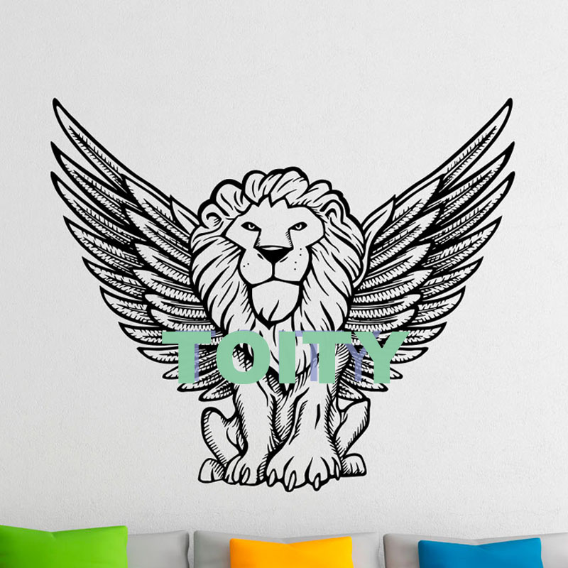 Calanãa de pared de leãn alado pegatina de vinilo de mitologãa griega decoraciãn de arte interior de la habitaciãn del hogar grãficos mural hcm x wcm x