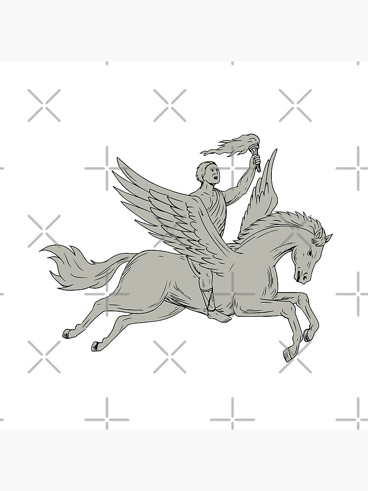 Lãmina rãgida for sale con la obra bellerophon riding pegasus holding torch drawing de patrimonio