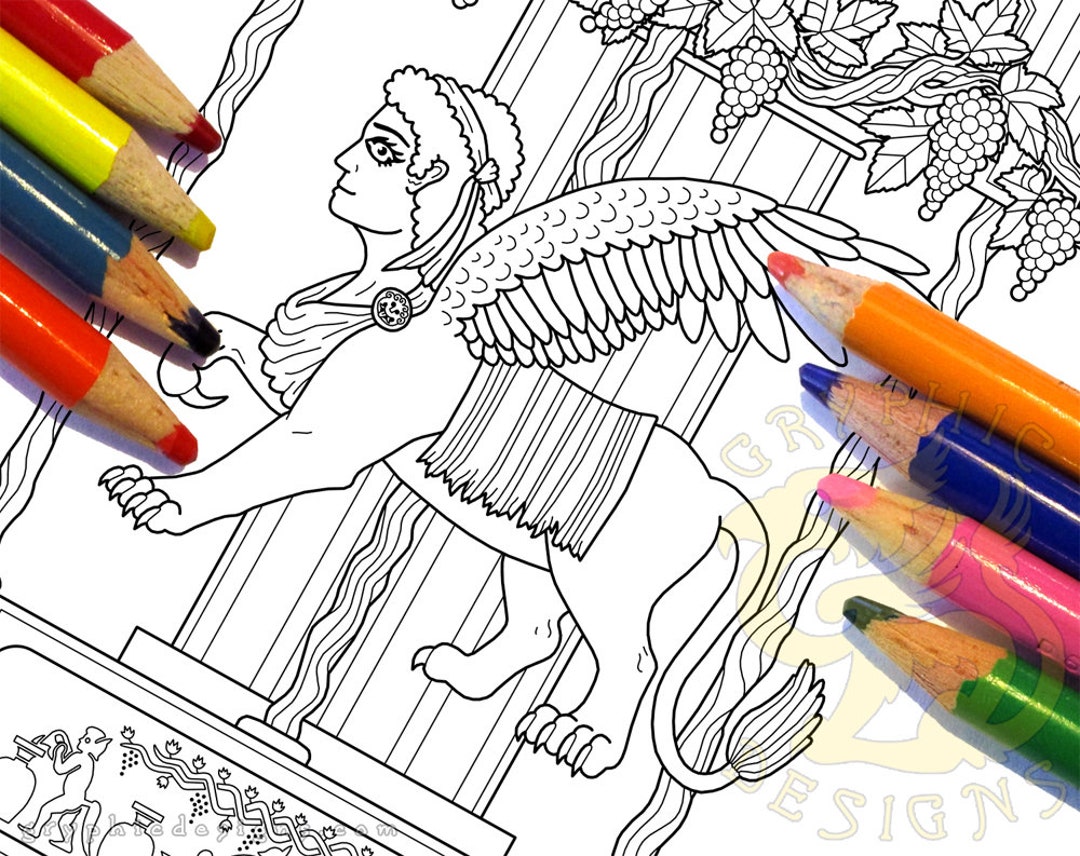 S es para sphinx carrusel imprimible dibujo para colorear descarga digital