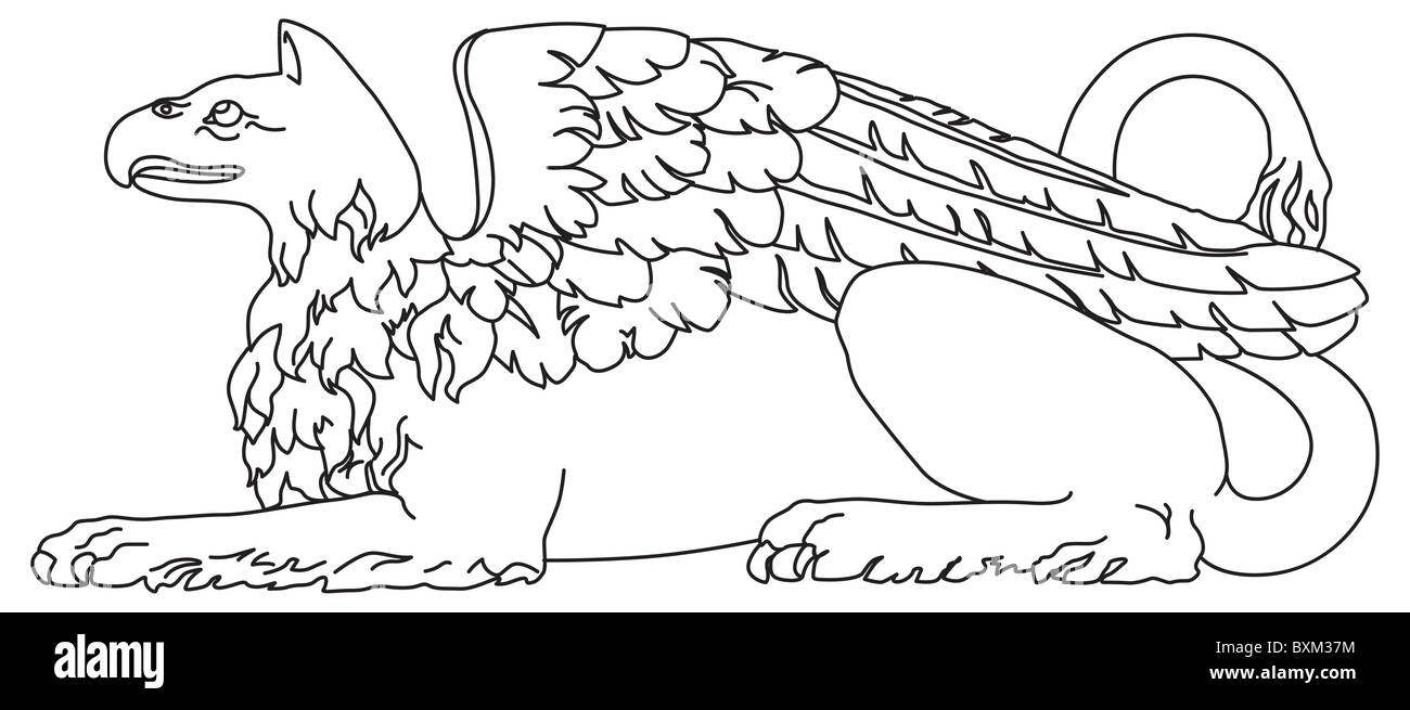 Griffin criatura mitolãgica con cuerpo de leãn y alas de av fotografãa de stock