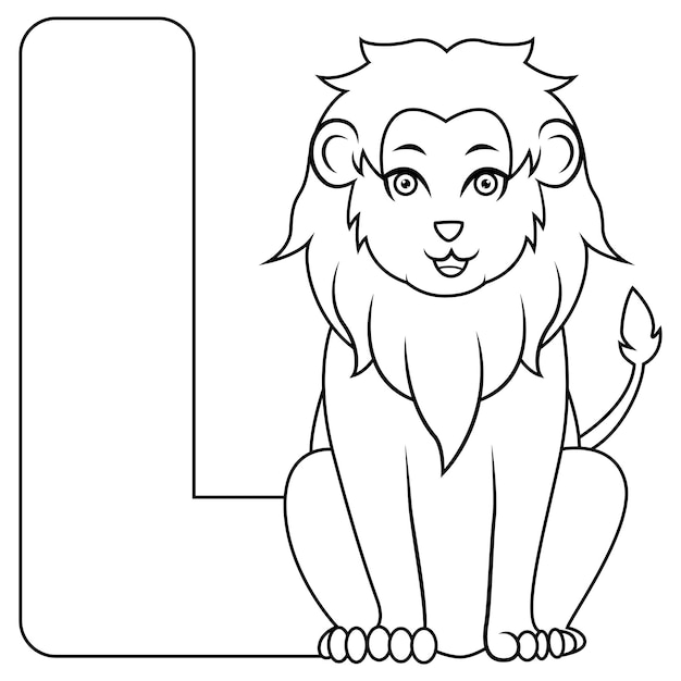 Ilustraciãn de la letra l para el leãn vector premium