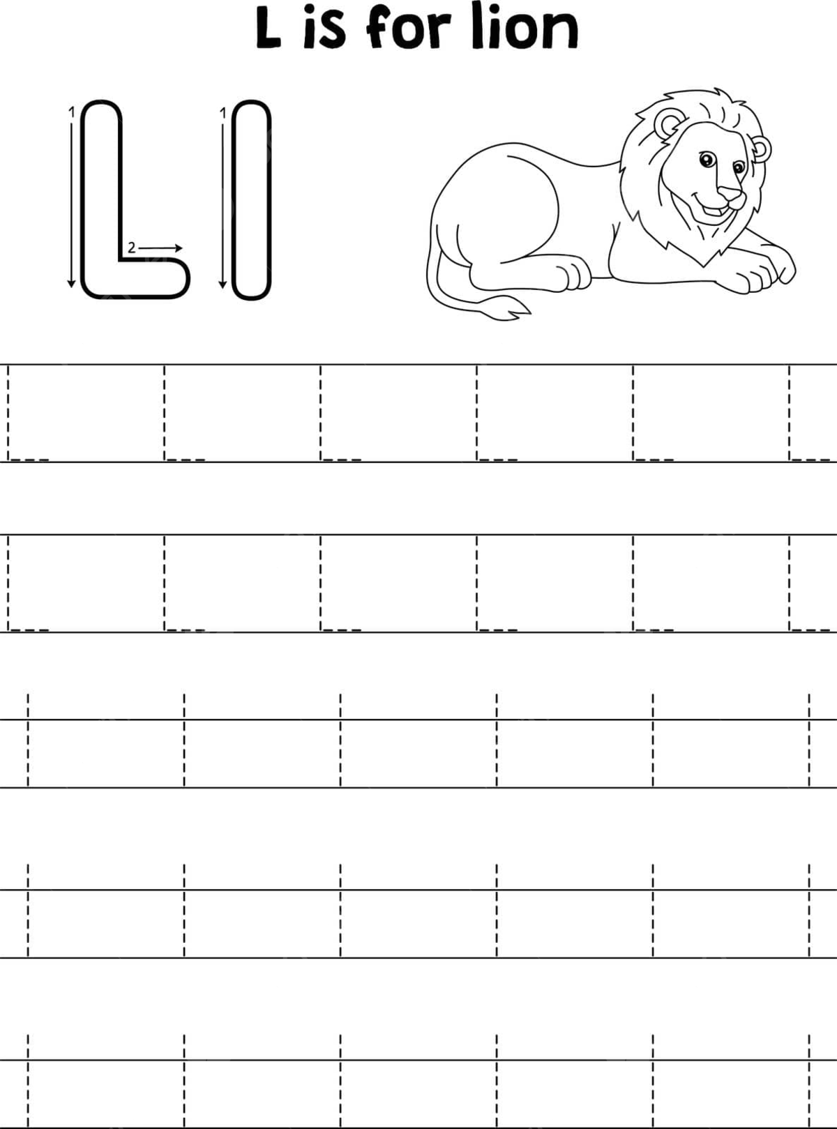 Dibujo para colorear de un leãn trazando las letras del abc vector png sãbana ilustraciãn pãgina para colorear png y vector para dcargar gratis