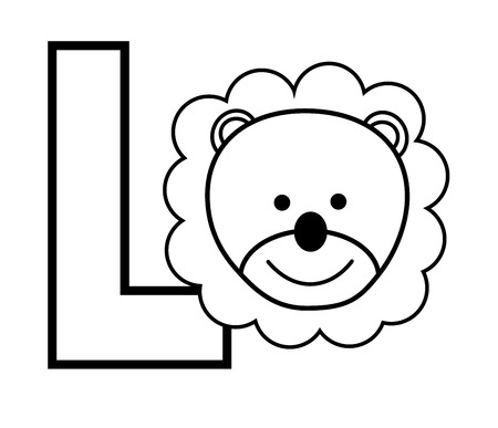 L is for lion coloring page