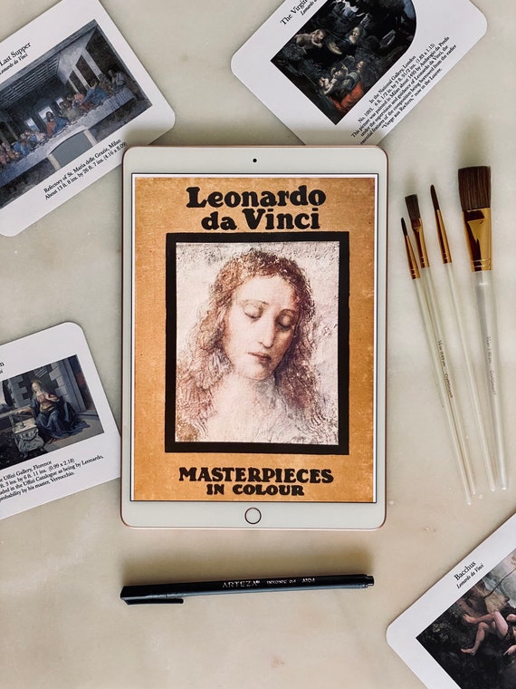 Art history homeschool flashcards printable book leonardo da vinci masterpieces in colour pdf digital download living books