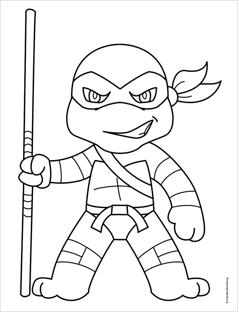 Easy how to draw ninja turtles tutorial video and coloring page