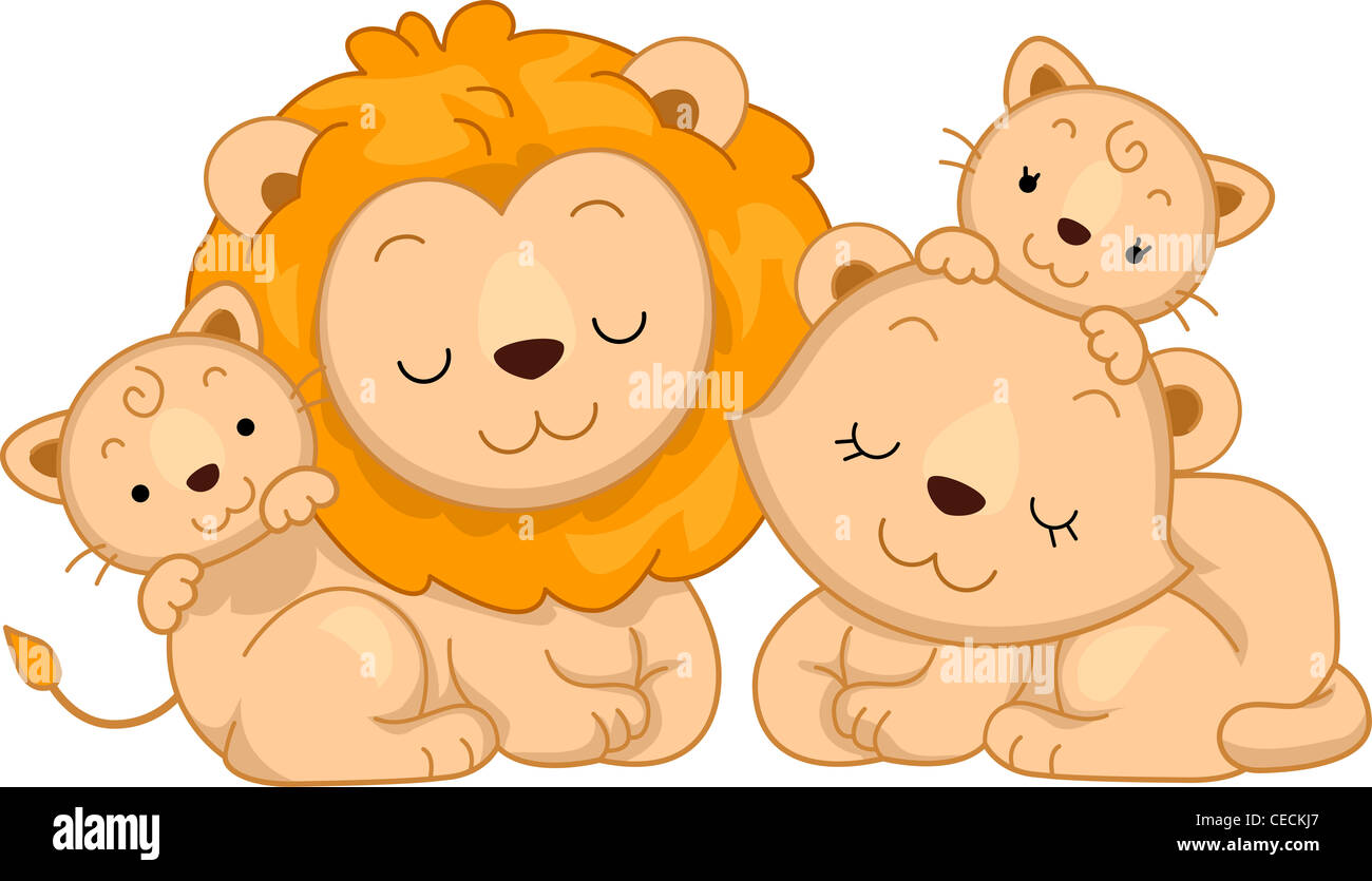Illustration lion family hi