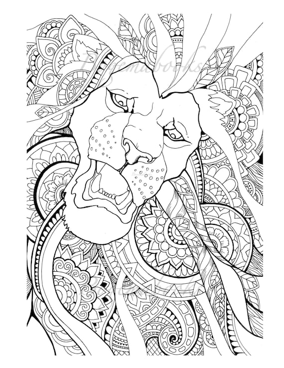 Great lions adult coloring books digital coloring pages coloring book printable stress relieving relaxation
