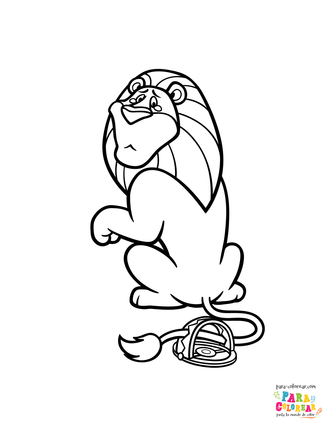 Dibujo de leãn de espaldas triste para colorear para