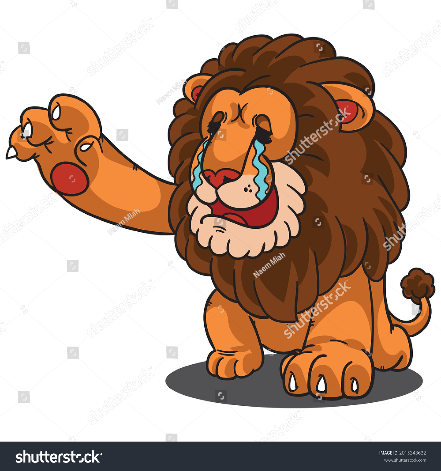 Cartoon lion crying reaching hands out stock vector royalty free