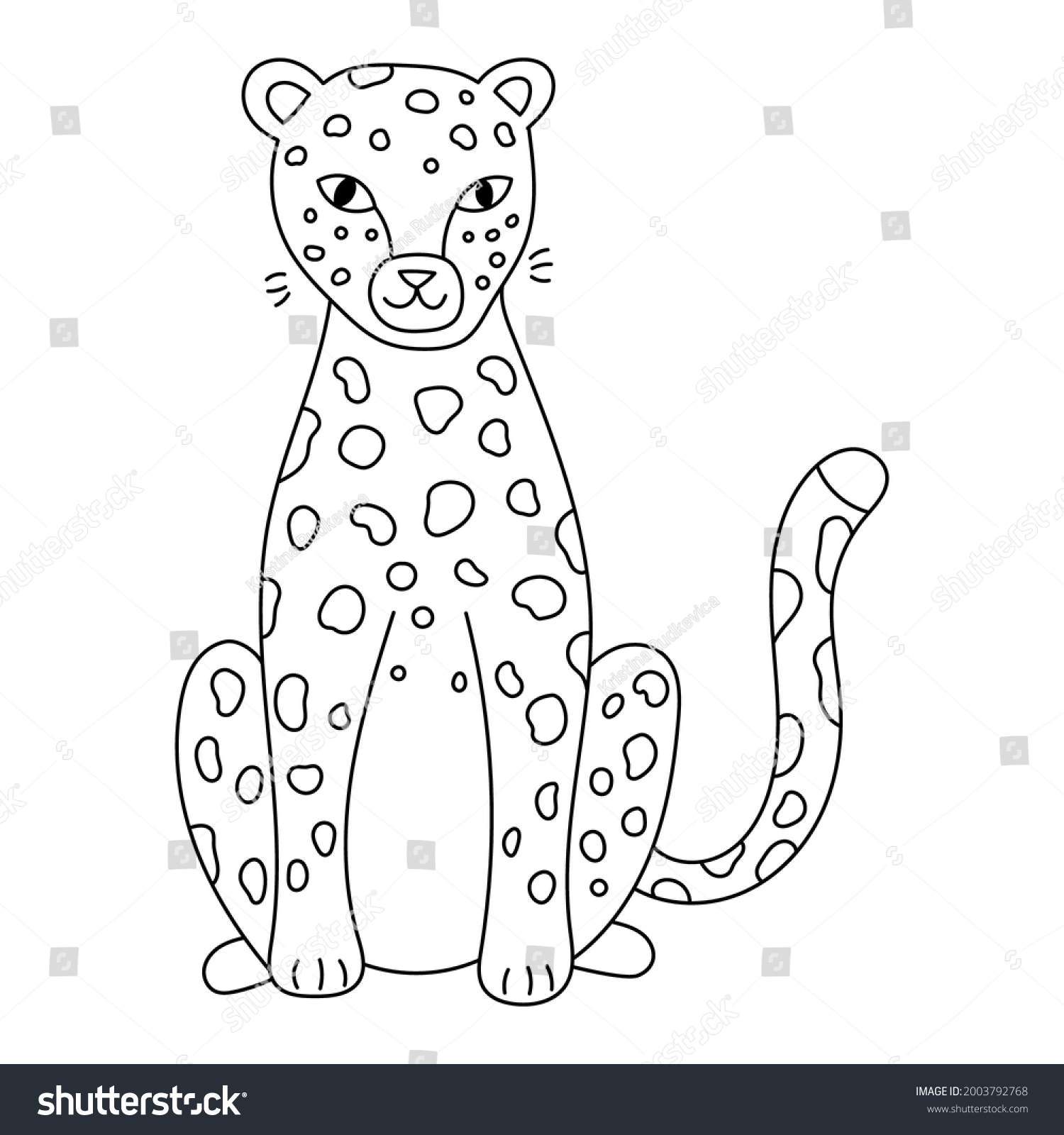 Doodle black white leopard coloring page stock vector royalty free
