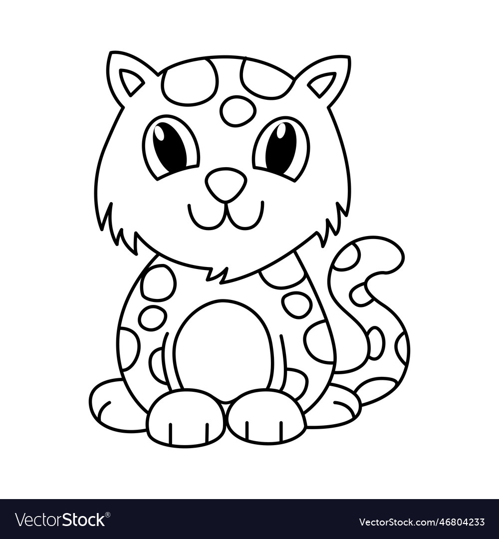 Cute leopard cartoon coloring page royalty free vector image