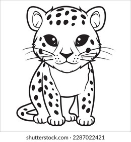 Happy leopard coloring page kids black stock vector royalty free