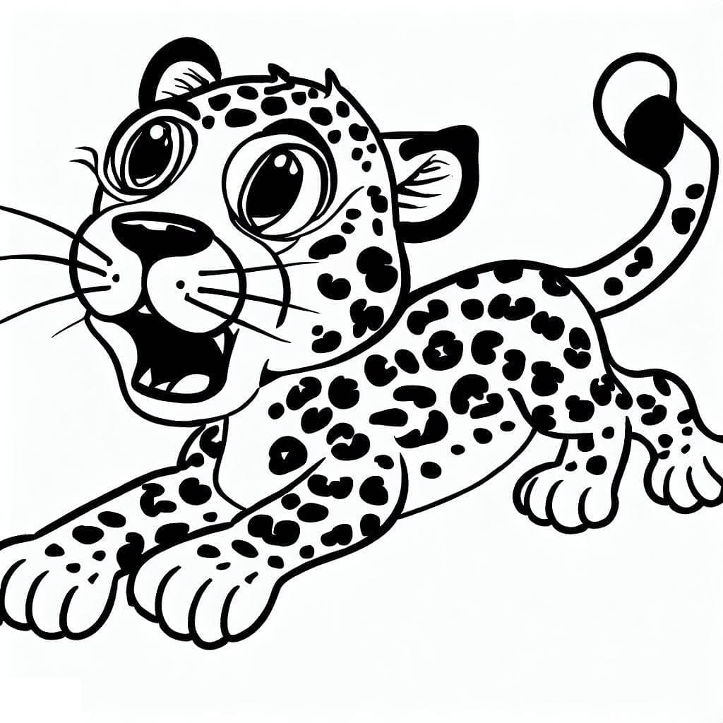Cute funny leopard coloring page