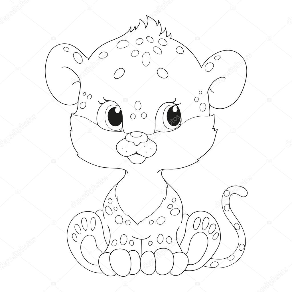 Cute baby leopard coloring book vector stock vector by hibou