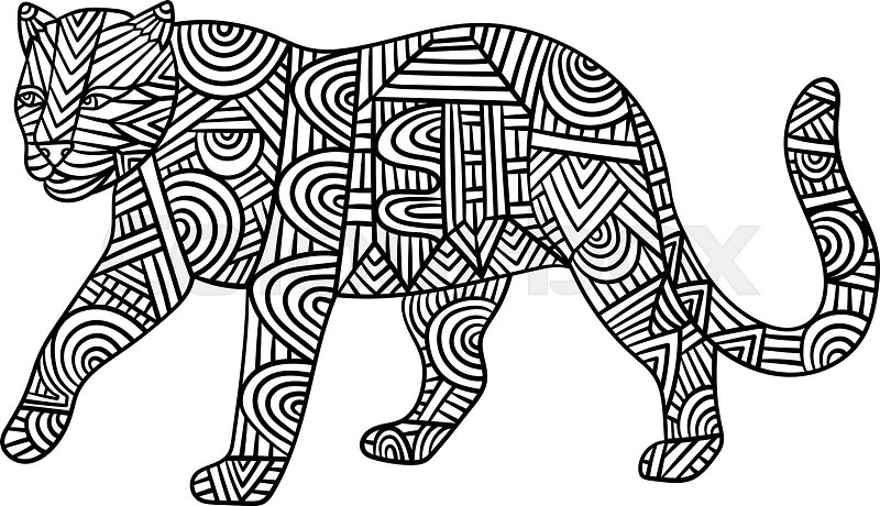 Leopard mandala coloring pages for adults stock vector