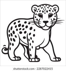 Happy leopard coloring page kids black stock vector royalty free