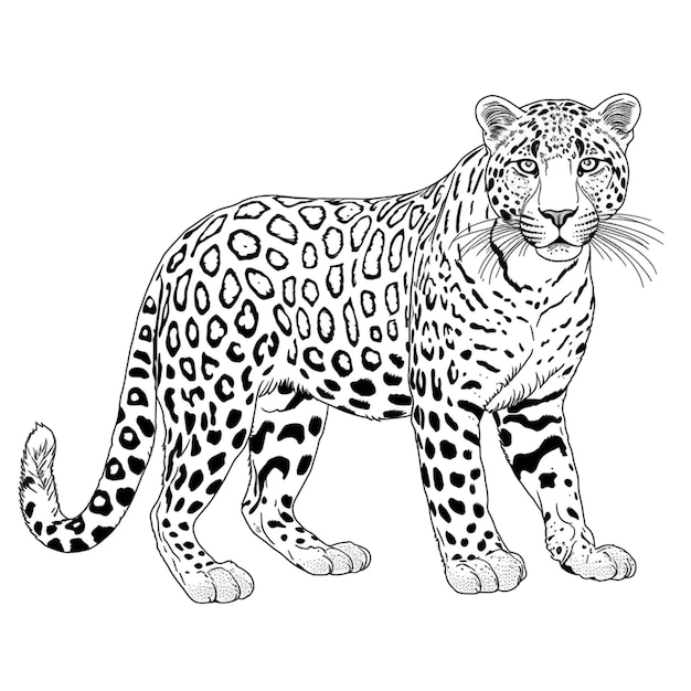 Premium ai image leopard coloring page