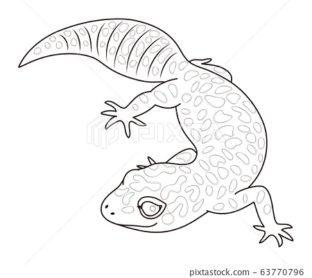 Leopard gecko character illustration coloring page