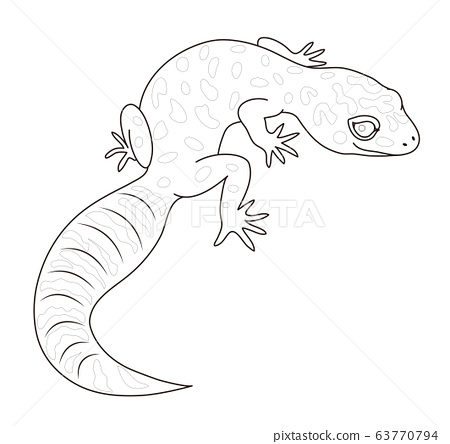 Leopard gecko character illustration coloring page