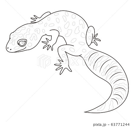 Leopard gecko character illustration coloring page