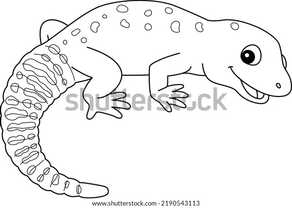 Leopard gecko animal isolated coloring page stock vector royalty free