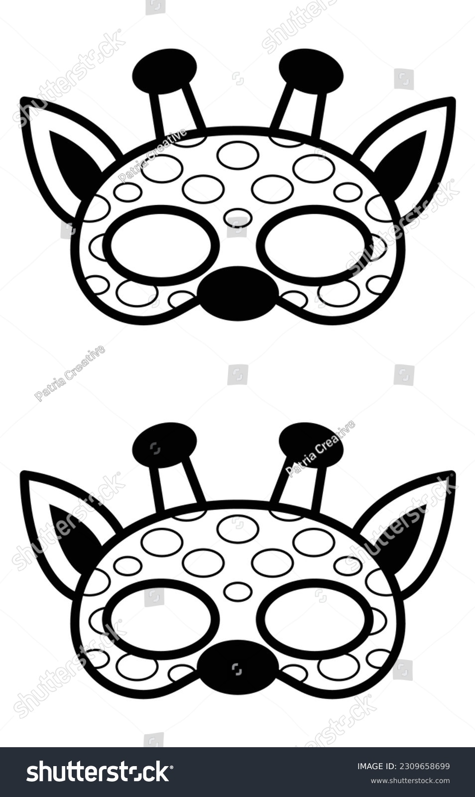 Diy animal mask coloring page stock vector royalty free