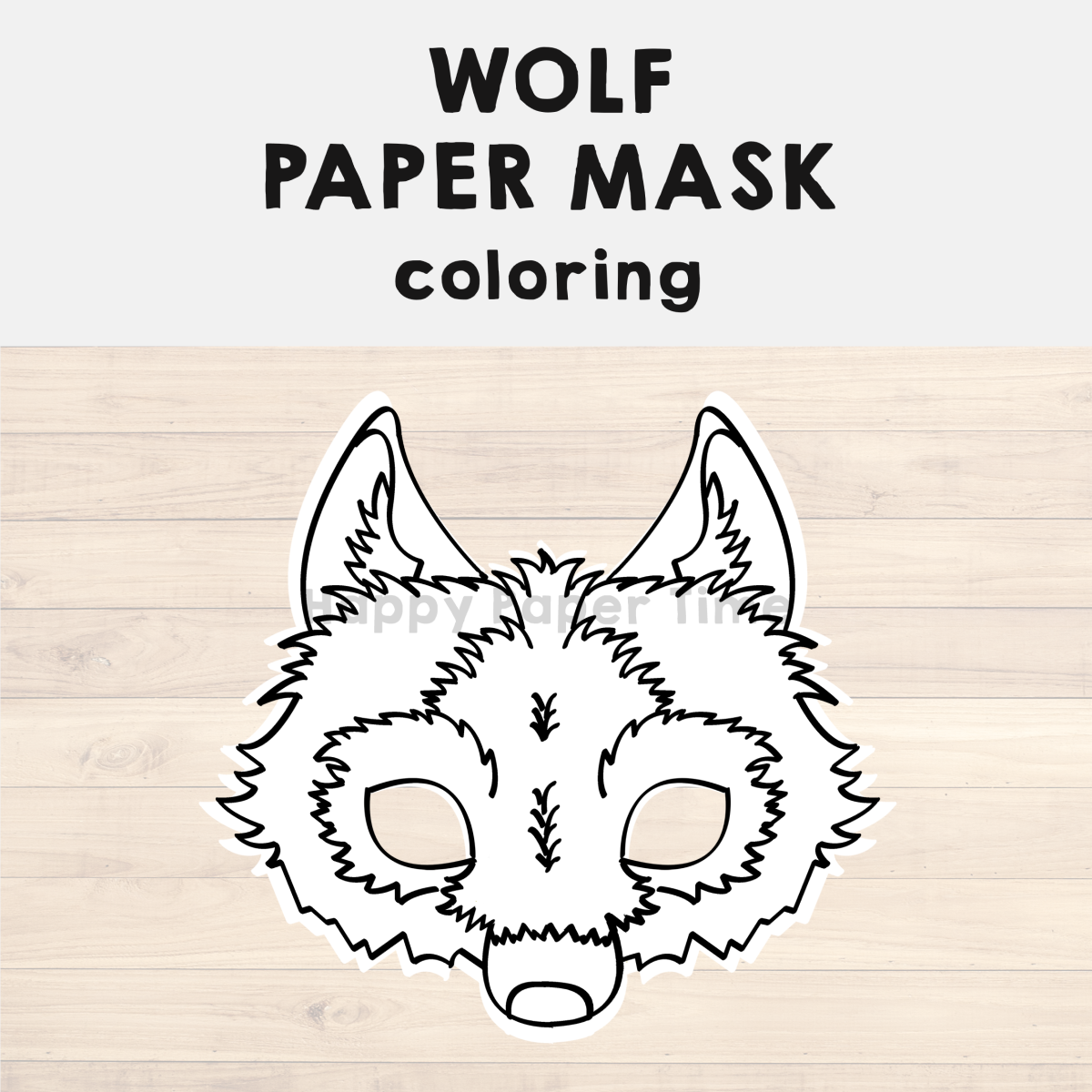 Wolf paper mask printable woodland forest animal coloring craft activity made by teachers