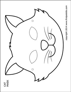 Printable cat masks halloween coloring pages animal mask templates animal masks for kids