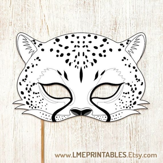 Cheetah coloring mask printable halloween animal costume masks leopard kid wild big cat jungle animals party birthday book activity carnival