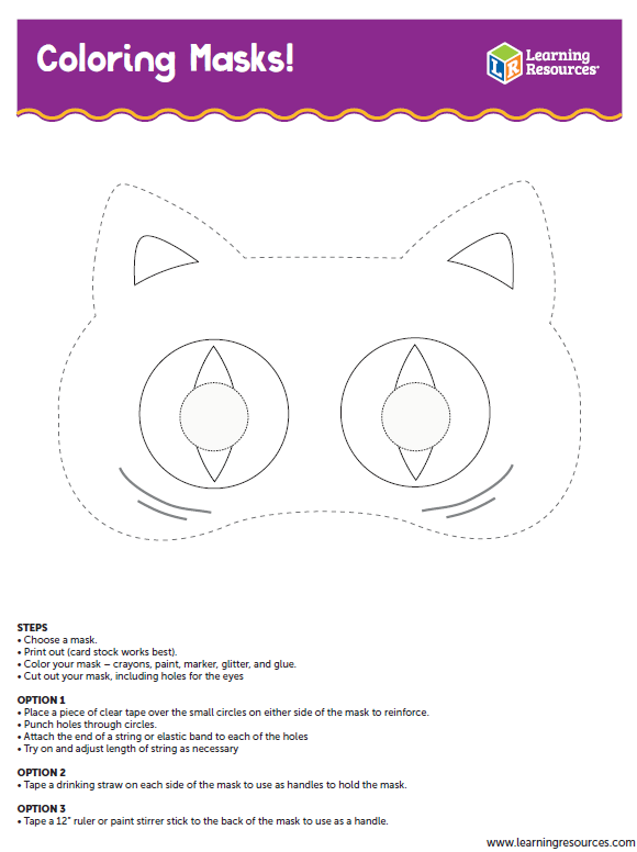 Coloring cat pirate mask printables