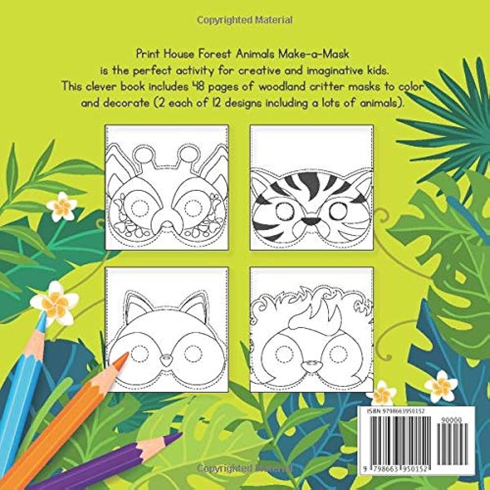 Make a mask color in activity for kids funny animal mask coloring book for gift best for kids party by