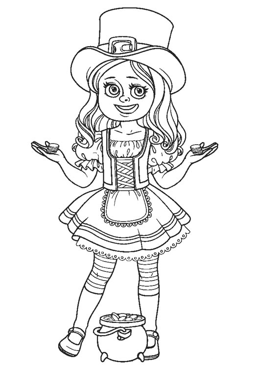 Girl leprechaun coloring pages